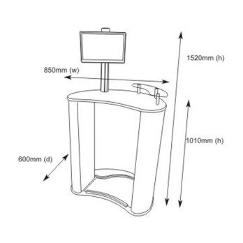 Lada recepcyjna łukowa z uchwytem na LCD
