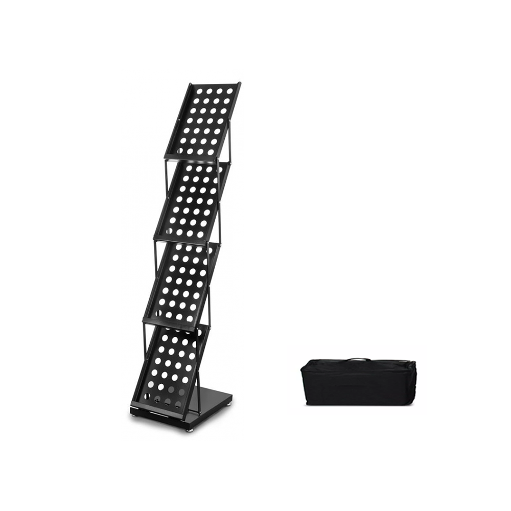 Stojak na ulotki lub foldery metalowy A4x4 (czarny)